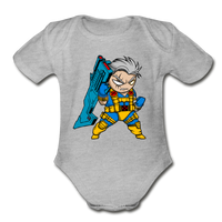 Character #12 Organic Short Sleeve Baby Bodysuit - heather gray