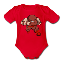 Character #13 Organic Short Sleeve Baby Bodysuit - red
