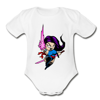 Character #14 Organic Short Sleeve Baby Bodysuit - white