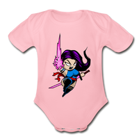 Character #14 Organic Short Sleeve Baby Bodysuit - light pink