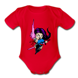 Character #14 Organic Short Sleeve Baby Bodysuit - red