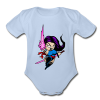 Character #14 Organic Short Sleeve Baby Bodysuit - sky