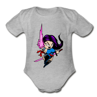 Character #14 Organic Short Sleeve Baby Bodysuit - heather gray
