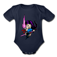 Character #14 Organic Short Sleeve Baby Bodysuit - dark navy