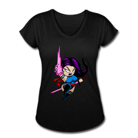 Character #14 Women's Tri-Blend V-Neck T-Shirt - black