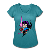 Character #14 Women's Tri-Blend V-Neck T-Shirt - heather turquoise