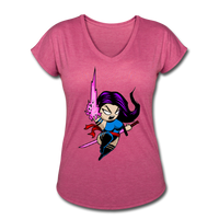 Character #14 Women's Tri-Blend V-Neck T-Shirt - heather raspberry