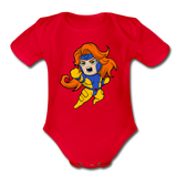 Character #16 Organic Short Sleeve Baby Bodysuit - red