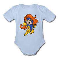 Character #16 Organic Short Sleeve Baby Bodysuit - sky