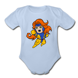 Character #16 Organic Short Sleeve Baby Bodysuit - sky