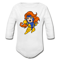 Character #16 Organic Long Sleeve Baby Bodysuit - white