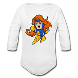 Character #16 Organic Long Sleeve Baby Bodysuit - white