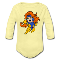 Character #16 Organic Long Sleeve Baby Bodysuit - washed yellow