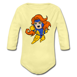 Character #16 Organic Long Sleeve Baby Bodysuit - washed yellow