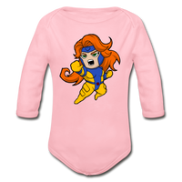 Character #16 Organic Long Sleeve Baby Bodysuit - light pink