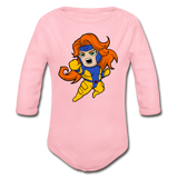 Character #16 Organic Long Sleeve Baby Bodysuit - light pink