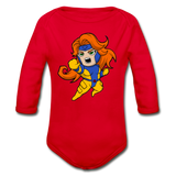 Character #16 Organic Long Sleeve Baby Bodysuit - red