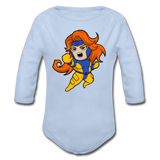 Character #16 Organic Long Sleeve Baby Bodysuit - sky