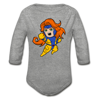 Character #16 Organic Long Sleeve Baby Bodysuit - heather gray