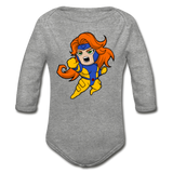 Character #16 Organic Long Sleeve Baby Bodysuit - heather gray