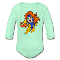 Character #16 Organic Long Sleeve Baby Bodysuit - light mint