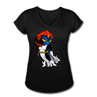 Character #20 Women's Tri-Blend V-Neck T-Shirt - black