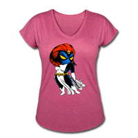 Character #20 Women's Tri-Blend V-Neck T-Shirt - heather raspberry