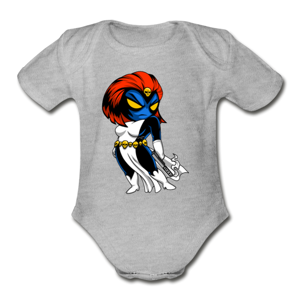 Character #20 Organic Short Sleeve Baby Bodysuit - heather gray