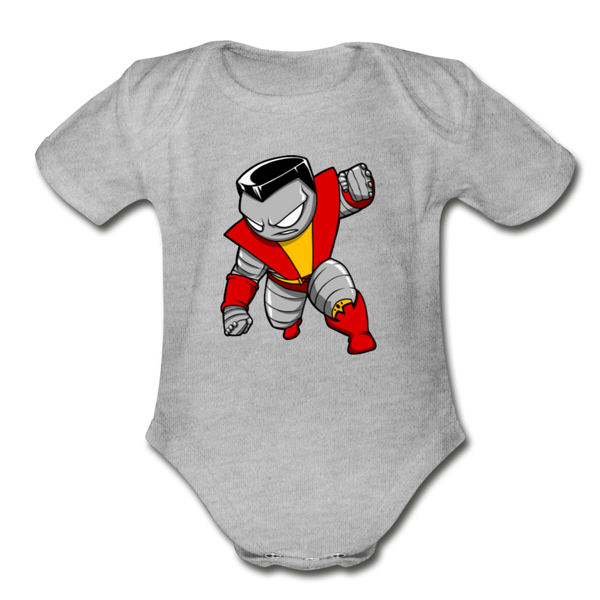 Character #21 Organic Short Sleeve Baby Bodysuit - heather gray