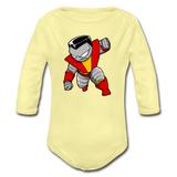 Character #21 Organic Long Sleeve Baby Bodysuit - washed yellow