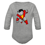 Character #21 Organic Long Sleeve Baby Bodysuit - heather gray