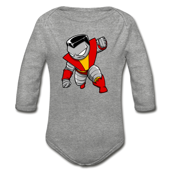 Character #21 Organic Long Sleeve Baby Bodysuit - heather gray