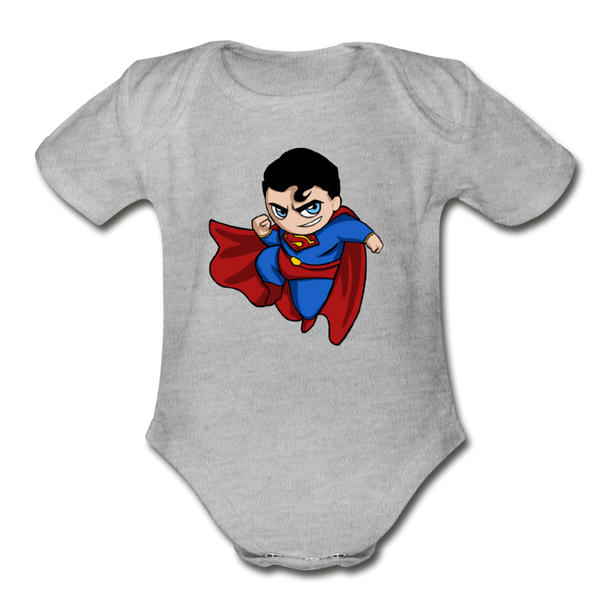 Character #23 Organic Short Sleeve Baby Bodysuit - heather gray