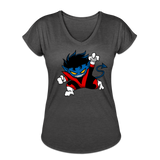 Character #24 Women's Tri-Blend V-Neck T-Shirt - deep heather