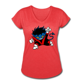 Character #24 Women's Tri-Blend V-Neck T-Shirt - heather red