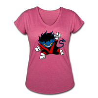 Character #24 Women's Tri-Blend V-Neck T-Shirt - heather raspberry