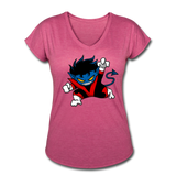 Character #24 Women's Tri-Blend V-Neck T-Shirt - heather raspberry