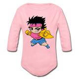 Character #25 Organic Long Sleeve Baby Bodysuit - light pink