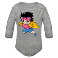 Character #25 Organic Long Sleeve Baby Bodysuit - heather gray