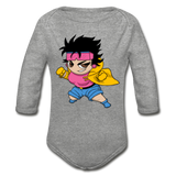 Character #25 Organic Long Sleeve Baby Bodysuit - heather gray
