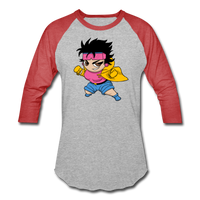 Character #25 Baseball T-Shirt - heather gray/red