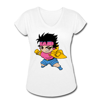 Character #25 Women's Tri-Blend V-Neck T-Shirt - white