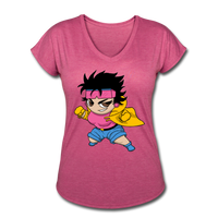 Character #25 Women's Tri-Blend V-Neck T-Shirt - heather raspberry