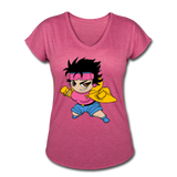 Character #25 Women's Tri-Blend V-Neck T-Shirt - heather raspberry