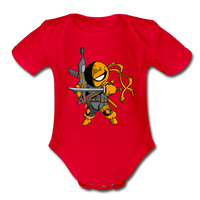 Character #26 Organic Short Sleeve Baby Bodysuit - red