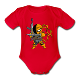 Character #26 Organic Short Sleeve Baby Bodysuit - red