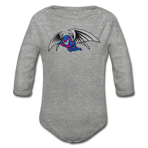 Character #27 Organic Long Sleeve Baby Bodysuit - heather gray