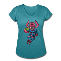 Character #28 Women's Tri-Blend V-Neck T-Shirt - heather turquoise