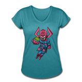 Character #28 Women's Tri-Blend V-Neck T-Shirt - heather turquoise