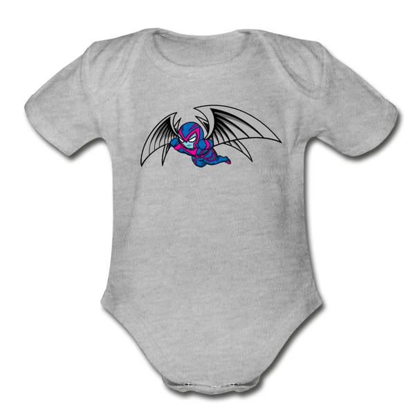 Character #27 Organic Short Sleeve Baby Bodysuit - heather gray